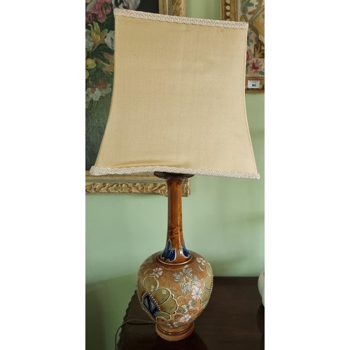 85 - A Fantastic pair of Royal Doulton Stoneware Table Lamps with shades.  Height 41 cm approx.