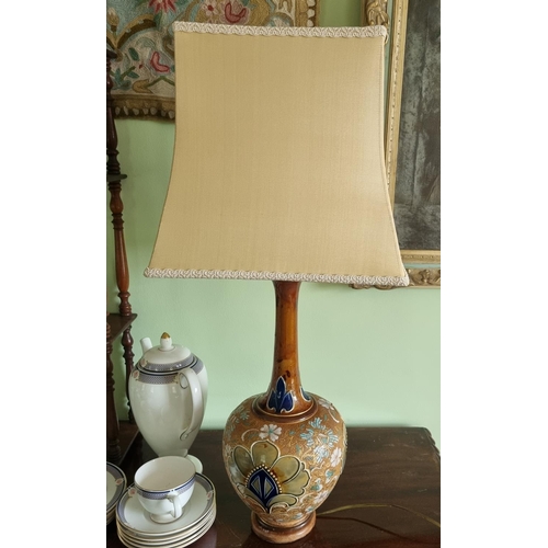 85 - A Fantastic pair of Royal Doulton Stoneware Table Lamps with shades.  Height 41 cm approx.