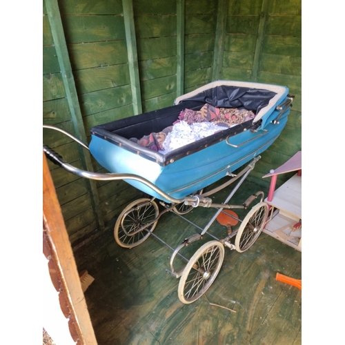 333a - A vintage Silver Cross Pram along with other items.