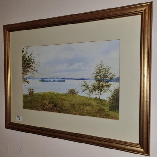 9 - Leon O'Kennedy, b1955. A good Watercolour on paper of an extensive Lake scene, signed lower left. H ... 