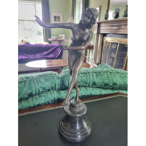 75 - French Art Deco style Bronze statue of a Dancing Lady, After Claire Colinet, bears signature. H 45 c... 