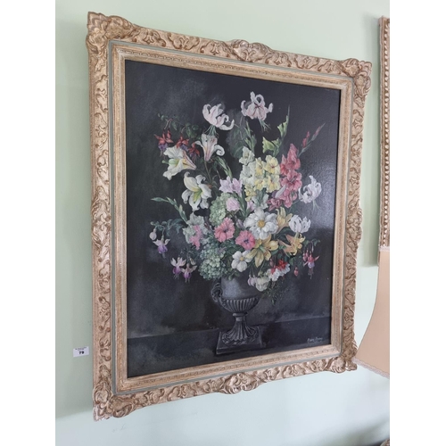 79 - A beautiful pair of 20th Century Oil on Canvas of flowers in a bowl in a classical setting by Alison... 