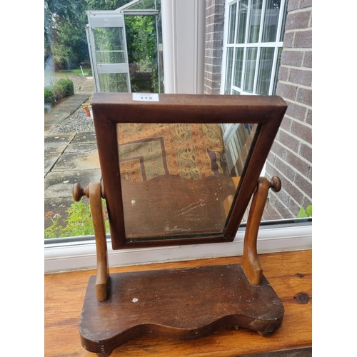 112 - A 19th Century Crutch Mirror along with a 20th Century gout stool. H 42 x L 36 x W 15 cm approx.