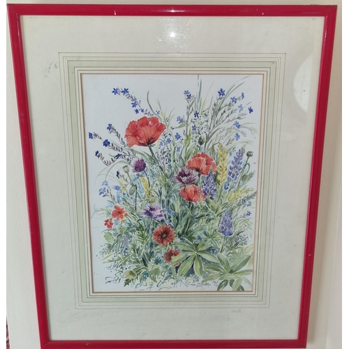 223a - A 20th Century Watercolour, still life of wild Flowers by Nicola Leader. Signed lower middle.
27 x 3... 