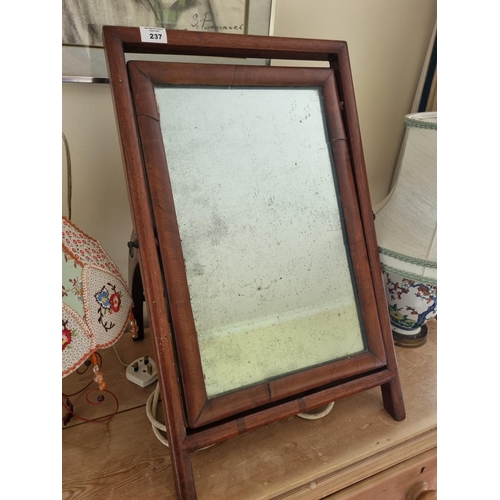 237 - A 19th Century Crutch Mirror. 62 x 38 cm approx.