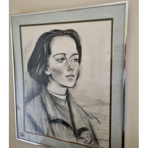 238 - A 20th Century charcoal and pencil Picture of a woman. 51 x 41 cm approx.