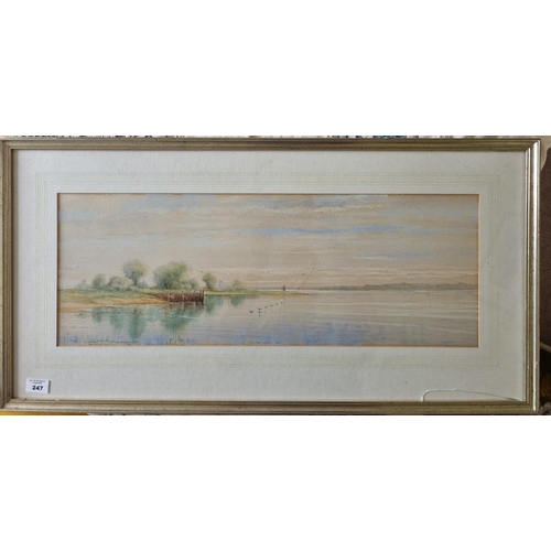 247 - An early 20th Century Watercolour of a lake scene with ducks in full flight signed LL H Graves. 24 x... 