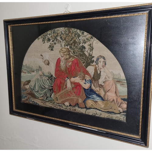 260 - Two 19th Century Tapestries under Glass of Religious scenes. 44 x 39 & 41 x 56 cm approx.