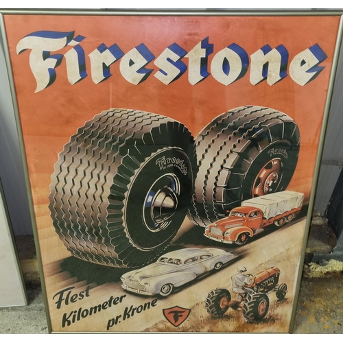 477 - Framed Firestone Advertisement Print. 82 x 63 cm approx.