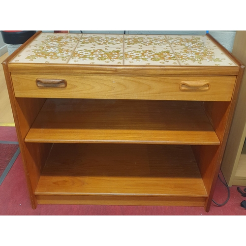 3 - A mid Century, neat two drawer Side Table with fitted tiled top. W 84 x D 45 x H 74 cms approx.