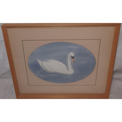 5A - A Watercolour of a swan. Monogrammed BJB. 17 x 22 cms approx.