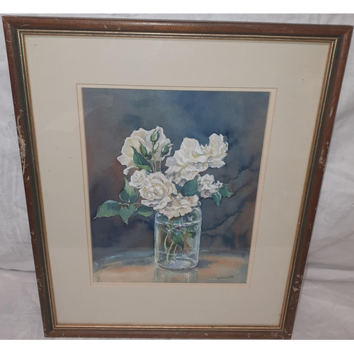 6 - A Still Life Watercolour of Roses in a vase, signed Wilmoth. 30 x 23 cms approx.