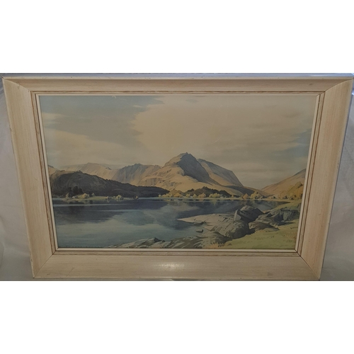 12 - A good coloured Picture of a lake scene signed LL  Indistinctly. 56 x76 cms approx.