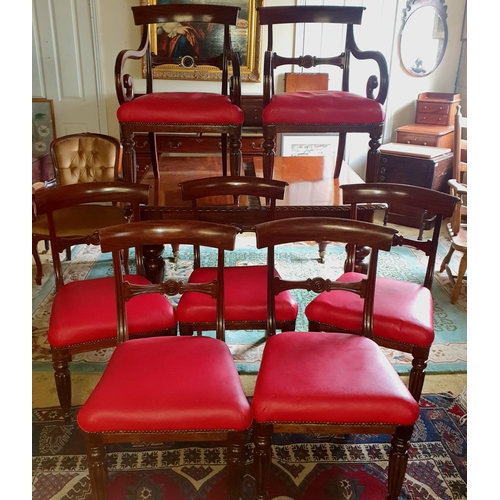 46 - A really good set of mid 19th Century Mahogany Dining Chairs consisting of two scroll arm carvers an... 