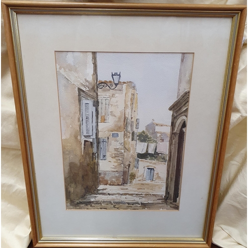 86 - A 20th Century Watercolour of a street scene. 32 x 24 cms approx.