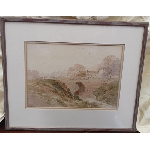 113 - A 19th early 20th Century Watercolour of a bridge. Monogrammed CXS. 19 x 26 cms approx.