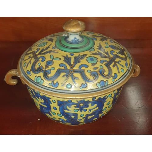 221 - A 19th/20th Century hand painted Pot along with an African game and an Oriental urn stand.