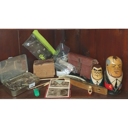 242 - A good quantity of vintage Items to include old keys, babuska type figures etc.