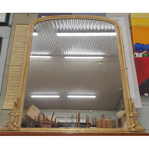 824 - A really good Victorian arch top Overmantel Mirror. Three quarter size. W 106 x H 129 cm approx.  ( ... 