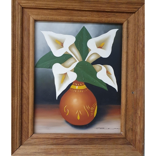 838 - A 20th Century Oil on Canvas of Lilies in a vase.
50 x 40 cm approx.