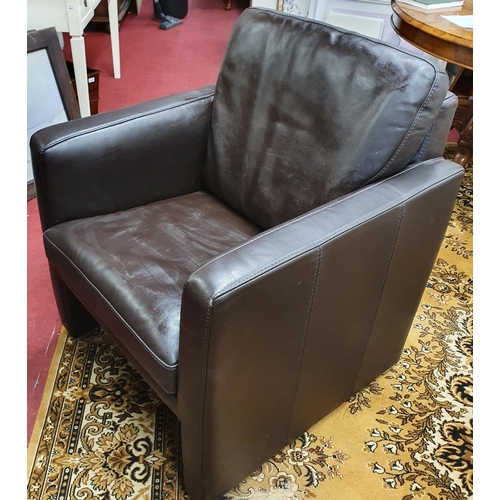 840 - As new. A leather Armchair. W 71 x 75 x SH 47 cm approx.