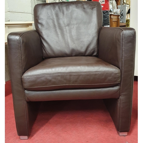 840 - As new. A leather Armchair. W 71 x 75 x SH 47 cm approx.