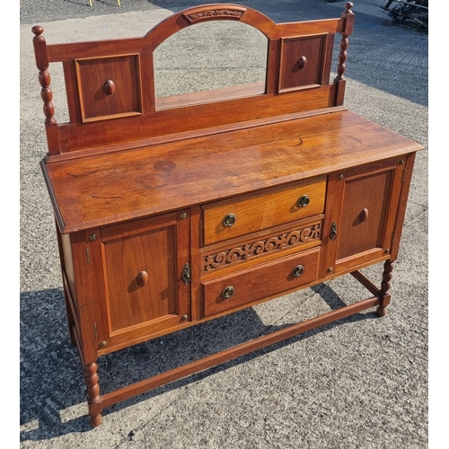 884 - An early 20th Century Oak provincial Sideboard with mirrored back. ( Bartra House).