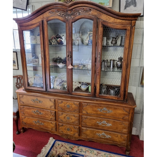 889 - A very large modern four door Display Cabinet the upper part fitted with six plate-glass shelves enc... 