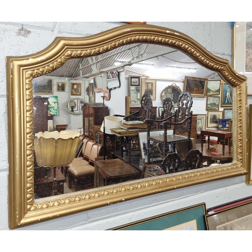 565 - A good Plaster Timber Gilt Mirror with arch top pediment egg and dart moulded interior. 106 x H 68 c... 