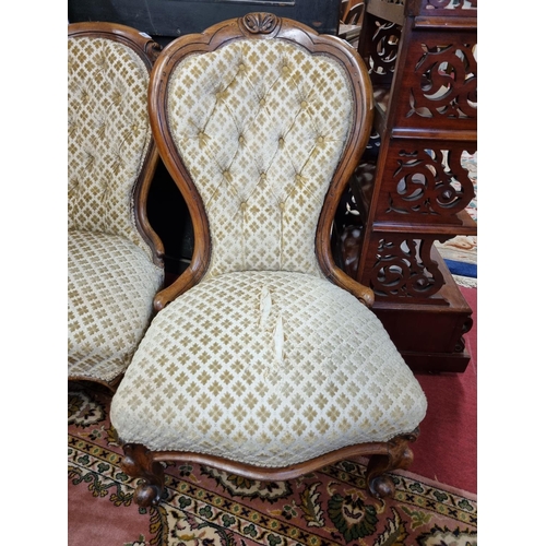 567 - A 19th Century Mahogany Ladies Salon Chair with carved cabriole front supports. 
W 57 x Back H 93 se... 