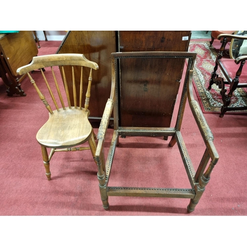 569 - A 19th Century Chair Frame along with a Spindle back Windsor style Chair. W 61 x D 59 cm approx.