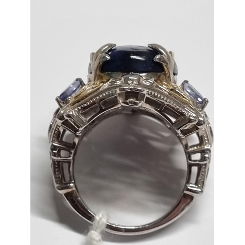 373 - A very large Lapis Lazuli Silver Ring, size R1/2.