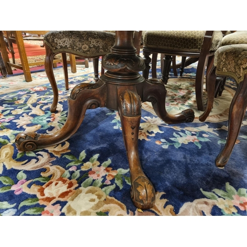 214 - A good mid 19th Century Walnut and Burr Walnut oval Centre Table with lovely carved moulded quadrupl... 