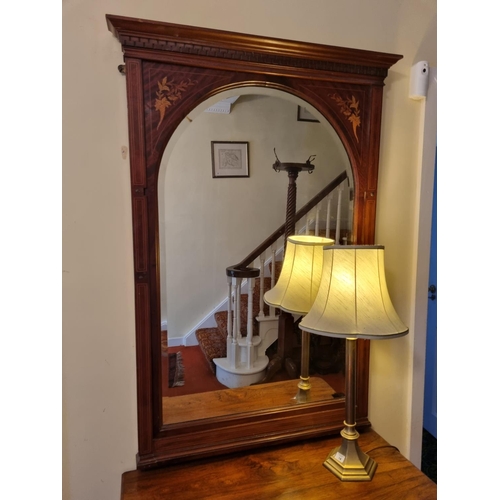 171 - A Fantastic Edwardian Mahogany and Inlaid Overmantel Pier Mirror with arch top bevel glass. H 133  x... 