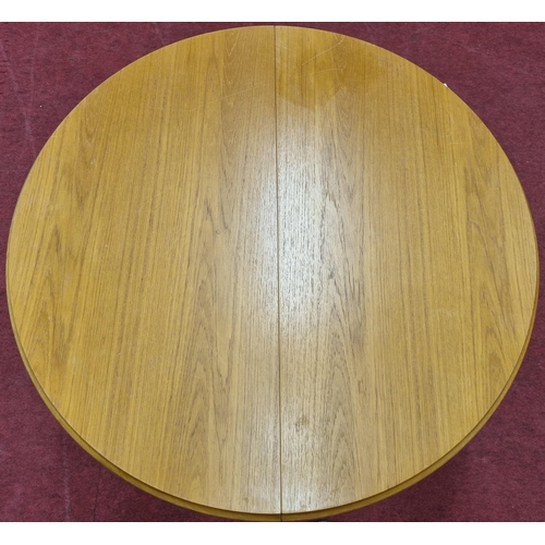 430 - A mid Century style single leaf Dining Table with pull out leaf along with a set of four well uphols... 