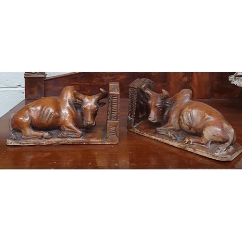 65 - A good pair of early 20th Century Book Ends depicting cattle lying.