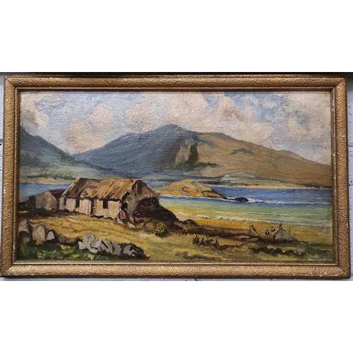 71 - A 20th Century Oil on Board of a west of Ireland scene, no apparent signature along with a late 19th... 