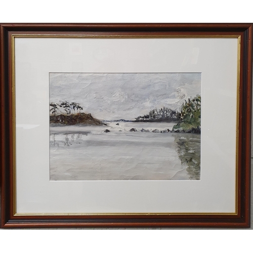 116 - A late 19th early 20th Century Oil on Canvas of an estuary scene. Indistinctly signed LR., along wit... 