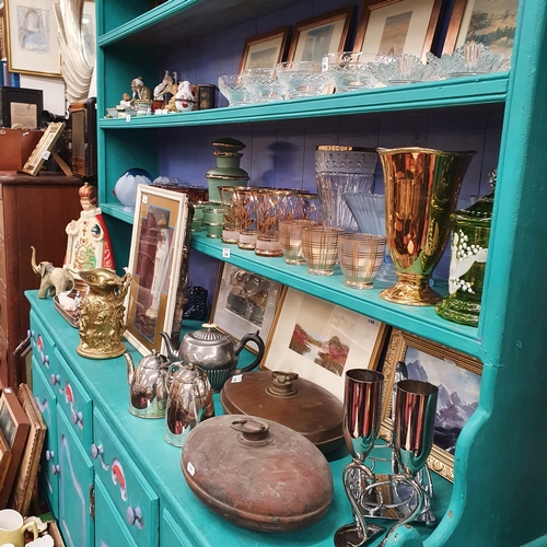 128 - A very large Pine Dresser hand painted with eclectic colours. 183 x 51 x h 203 cm approx.