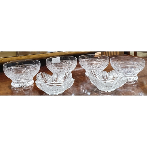 134 - A good set of two Irish Silver Salts along with a set of four sundae dishes.