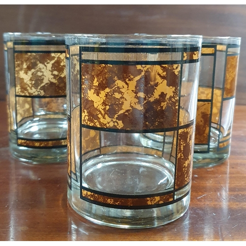 136 - A shelf of Art Deco/Art Nouveau style Glassware to include a Mary Gregory style biscuit barrel.