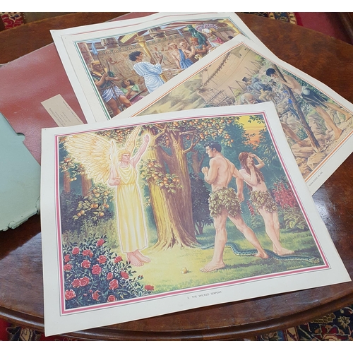 82 - A group of early 20th Century Old Testament captured colour Prints along with a large coloured Print... 