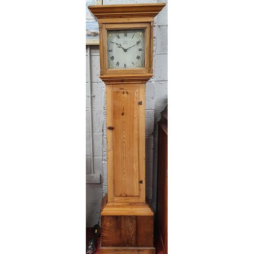 98 - An English 19th Century pine Longcase Clock by William Ray of Sudbury. H 191 x W 52 cm approx.