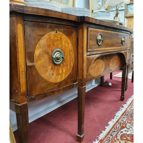 407 - A 19th Century Mahogany and Inlaid Sideboard on square tapered supports. W 180 x 57 x H 85 cm approx... 