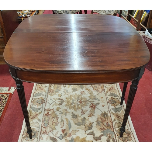 436 - A good early 19th Century half moon Foldover Tea Table in the manner of Gillows with turned reeded s... 