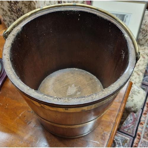 243 - A 19th Century Irish small Peat Bucket with brass liner. D 29 x H 30 cm approx.