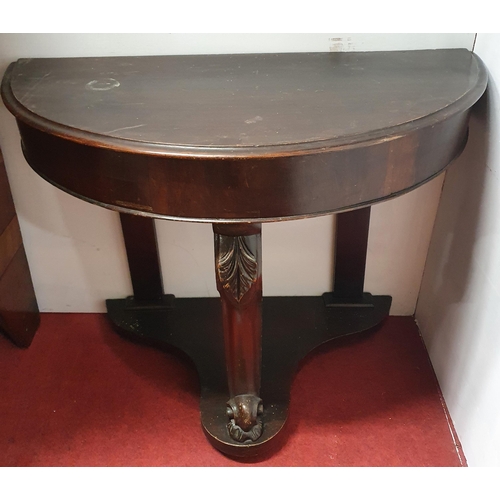 478a - A 19th Century Mahogany bow fronted Side Table with single carved cabriole front supports. 90 x 43 x... 