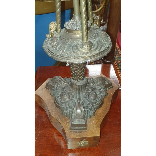 224 - A very unusual 19th Century metal and Brass Table Lamp with unusual shade. H 67 cm approx.