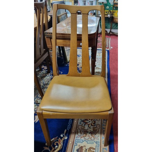 605 - A good mid century leaf D end Dining Table and a set of six chairs possibly G Plan. W 99 x 206 x H 7... 