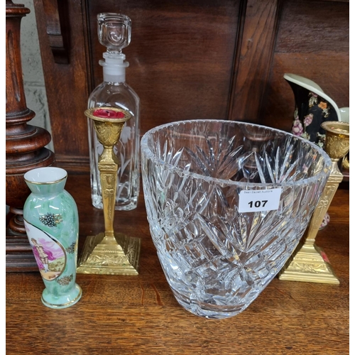 1041 - A good quantity of Items to include Vases, Crystal, Brass etc.